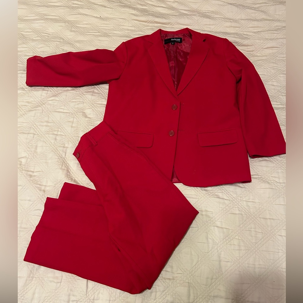 Red Blazer and Pants Suit Set